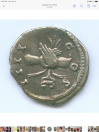 a photo of a coin with a hand on it